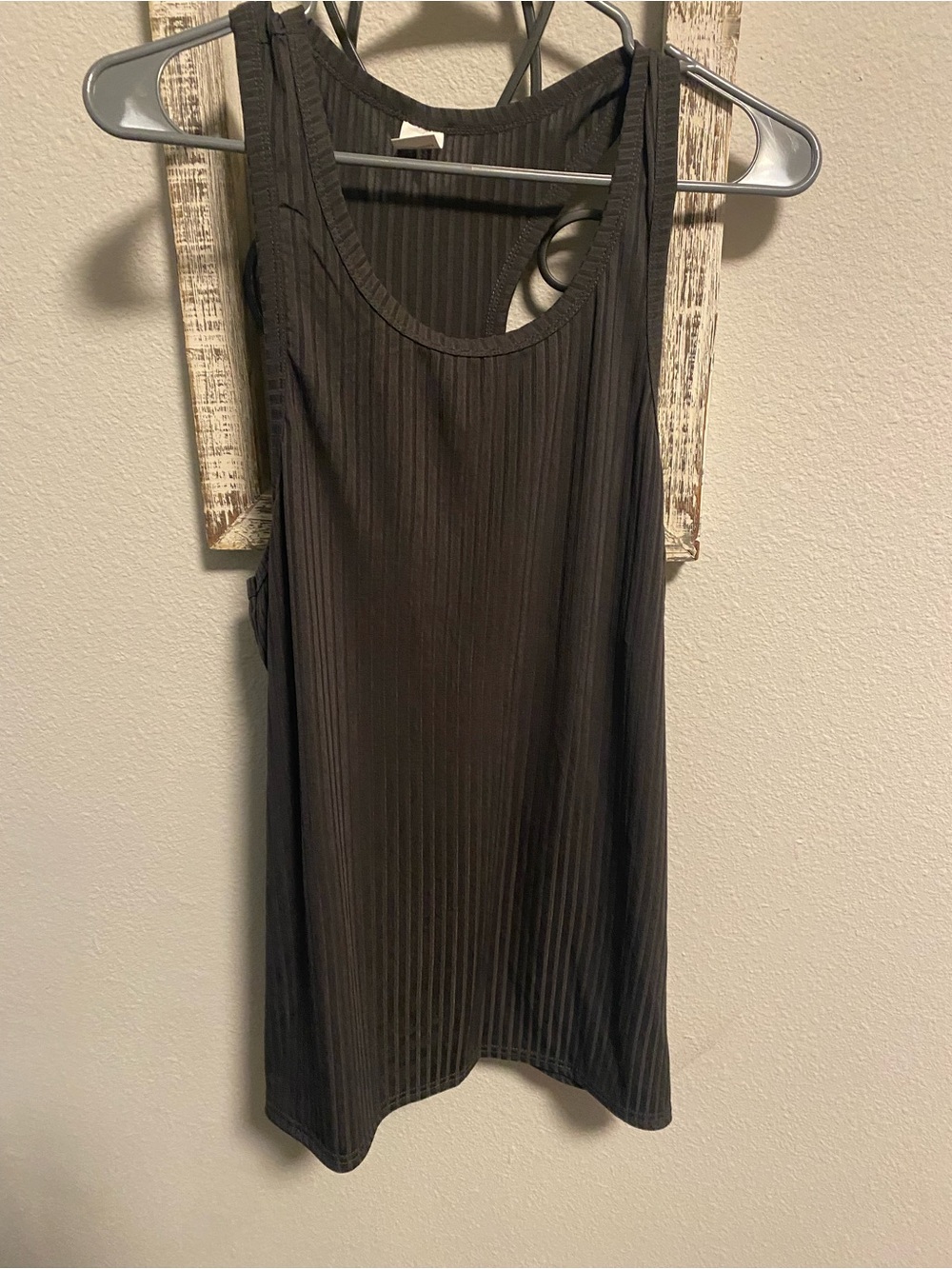 Gray Ribbed Racerback Tank Top - Women